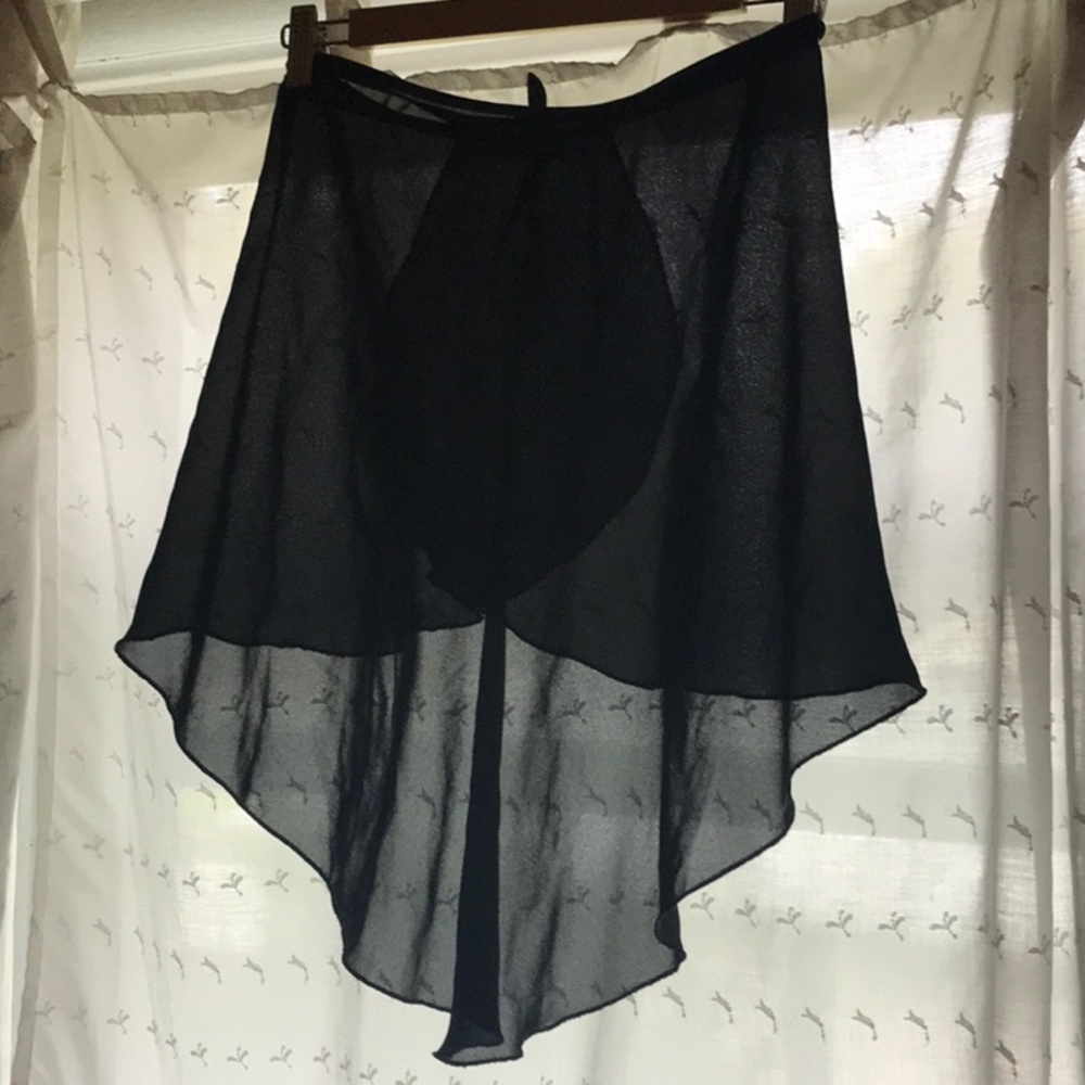Black Elastic Waist Wrap Tie Skirt